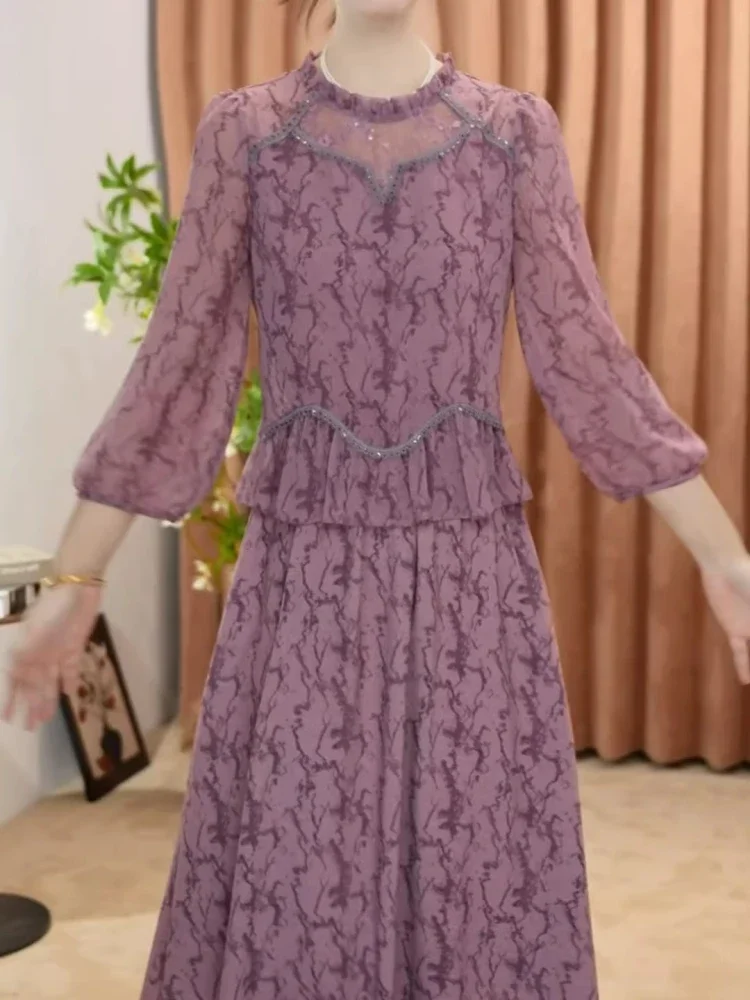 [DISKON KILAT]FADFAD Gaun bermotif mewah elegan dua potong palsu untuk wanita