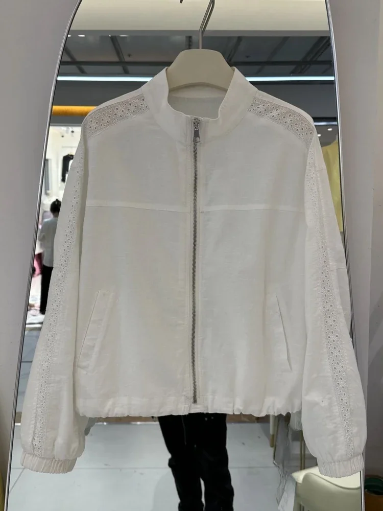 CHICMORE Atasan warna solid dengan ritsleting dan lengan panjang bergaya minimalis