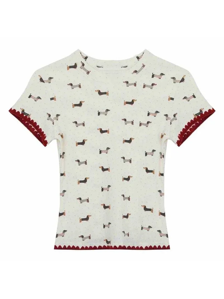 ASAYA Atasan kaos motif hewan lucu lengan pendek dan korean style
