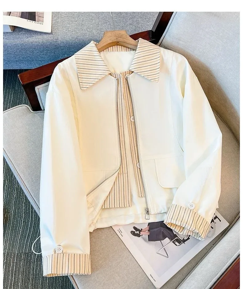 CHICMORE Jaket wanita lengan panjang dengan resleting stylish outer korean look
