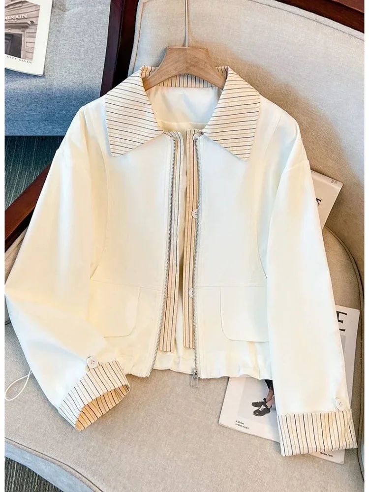 CHICMORE Jaket wanita lengan panjang dengan resleting stylish outer korean look