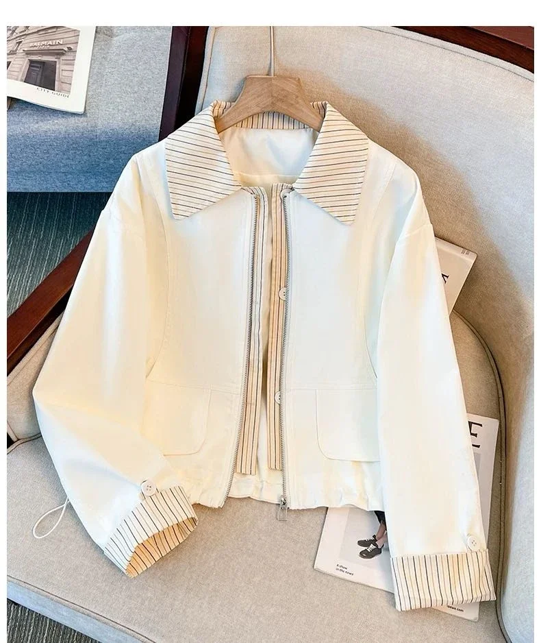 CHICMORE Jaket wanita lengan panjang dengan resleting stylish outer korean look