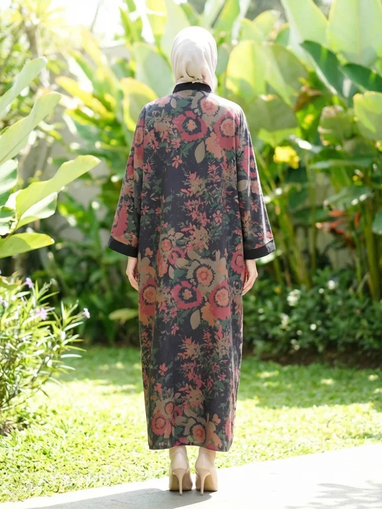 [DISKON KILAT]ASAYA Gamis wanita elegan motif garis kotak biru abu modern kekinian