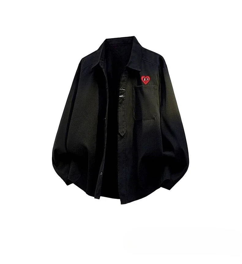 CHICMORE Atasan kemeja warna solid tampilan kasual mode korea