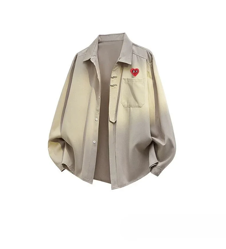 CHICMORE Atasan kemeja warna solid tampilan kasual mode korea