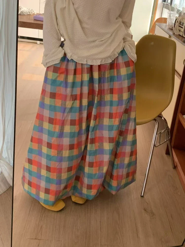 CHICMORE Rok a-line motif kotak-kotak colorful gaya kasual