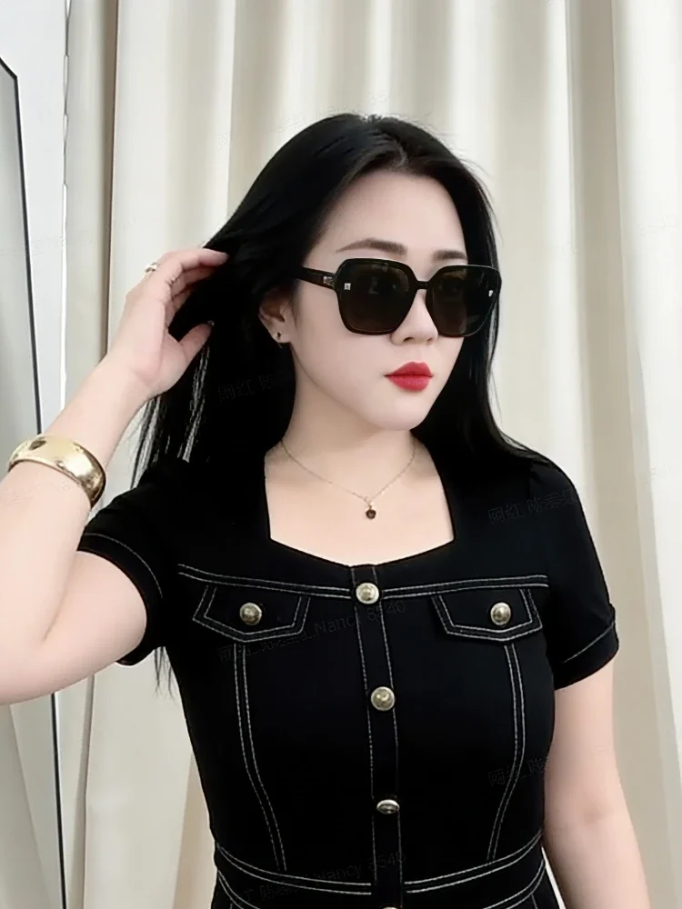 [READY STOCK]FADFAD Gaun hitam elegan potongan ramping gaya retro terbaru