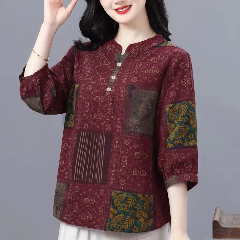 [DISKON KILAT]FADFAD Kemeja cetak temperamen gaya baru wanita atasan elegan