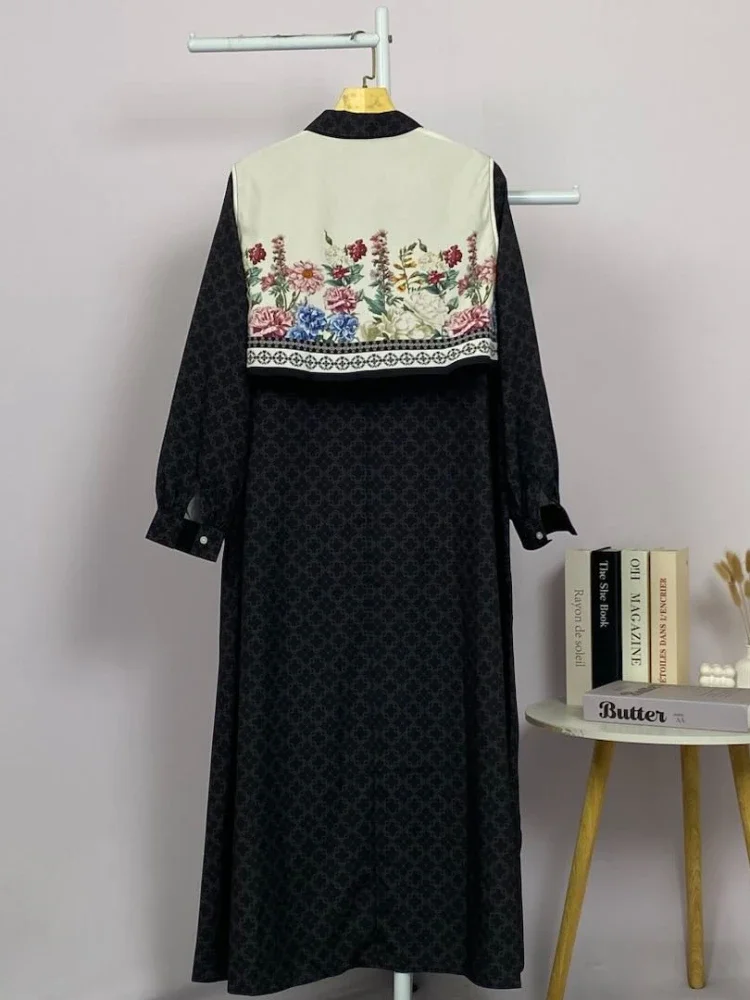 [READY STOCK]ASAYA Gaun kemeja wanita lengan panjang, palsu dua potong, kasual kantoran