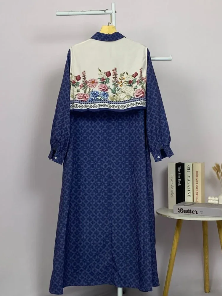 [READY STOCK]ASAYA Gaun kemeja wanita lengan panjang, palsu dua potong, kasual kantoran