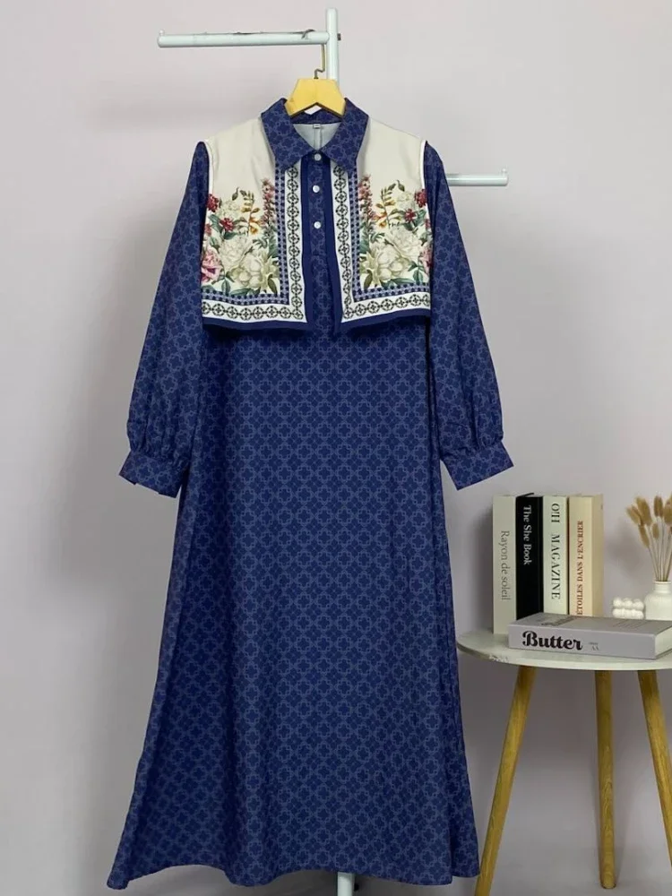 [READY STOCK]ASAYA Gaun kemeja wanita lengan panjang, palsu dua potong, kasual kantoran