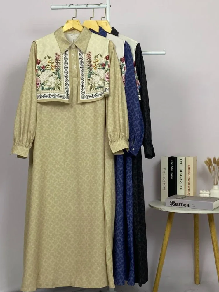 [READY STOCK]ASAYA Gaun kemeja wanita lengan panjang, palsu dua potong, kasual kantoran