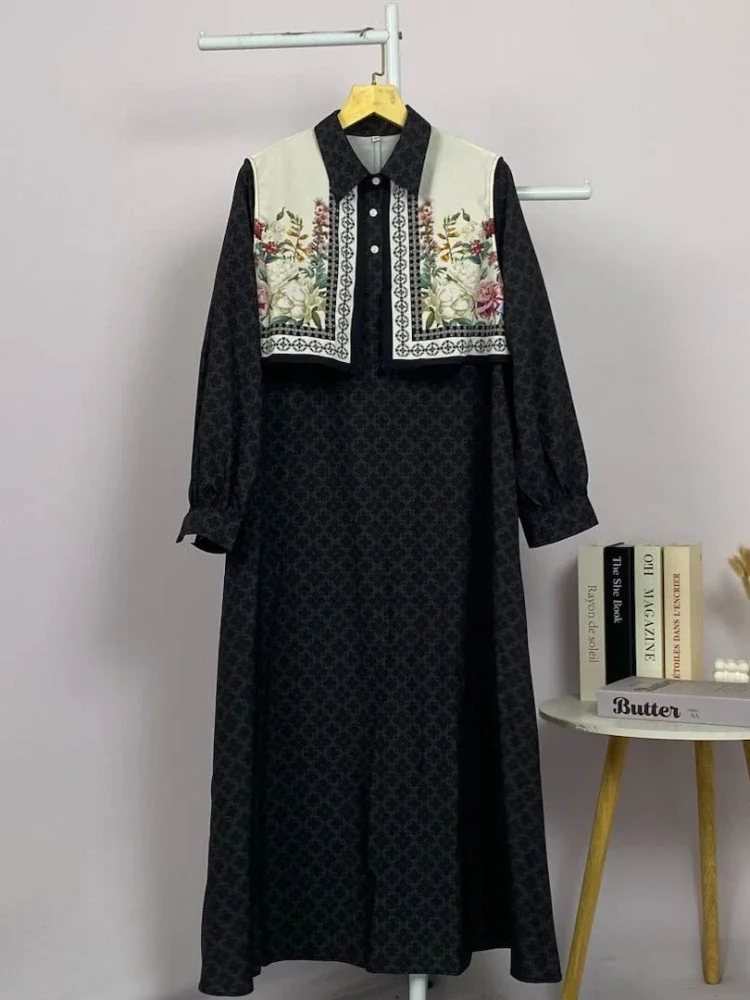 [READY STOCK]ASAYA Gaun kemeja wanita lengan panjang, palsu dua potong, kasual kantoran