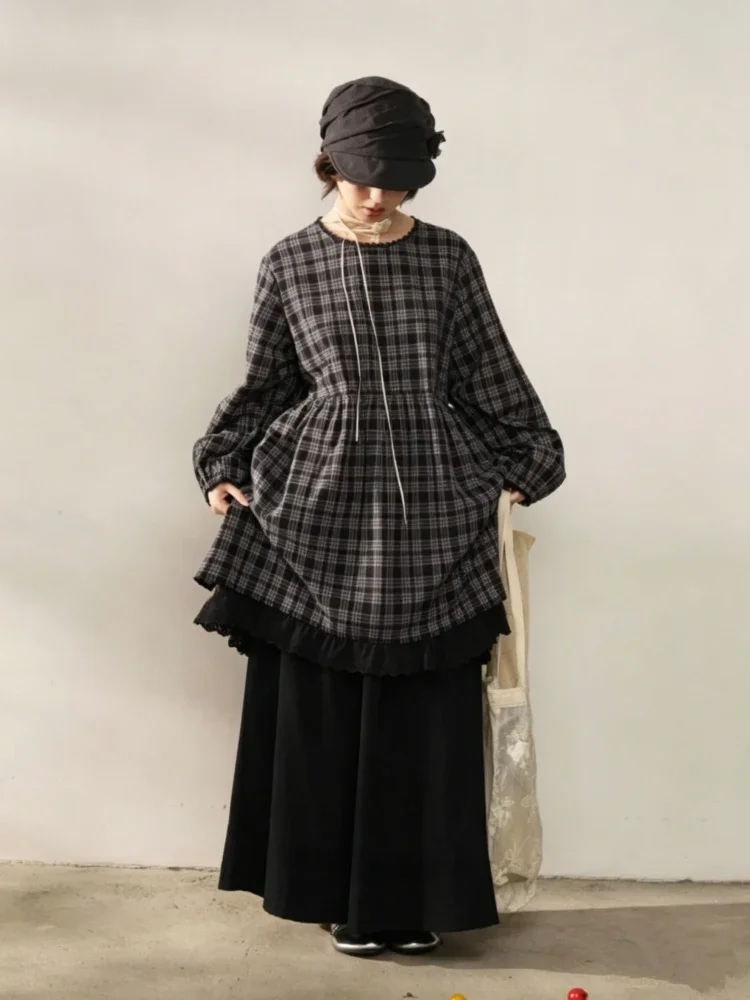 CHICMORE Setelan atasan wanita lengan panjang flowy lebar lucu manis
