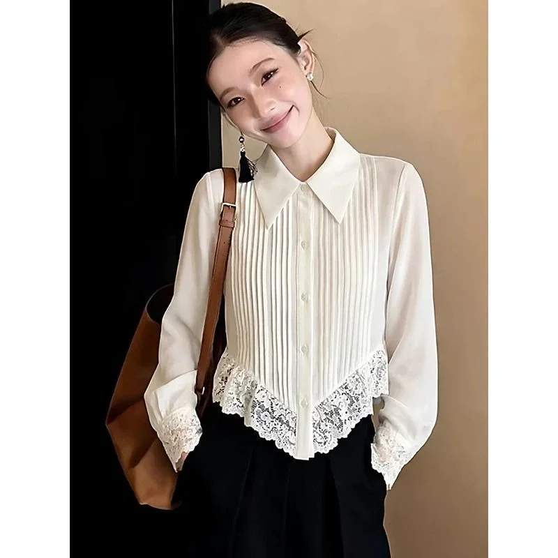 FADFAD Kemeja putih yang elegan dan ramping terbaru untuk wanita