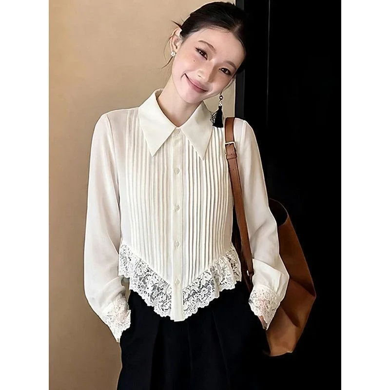 FADFAD Kemeja putih yang elegan dan ramping terbaru untuk wanita