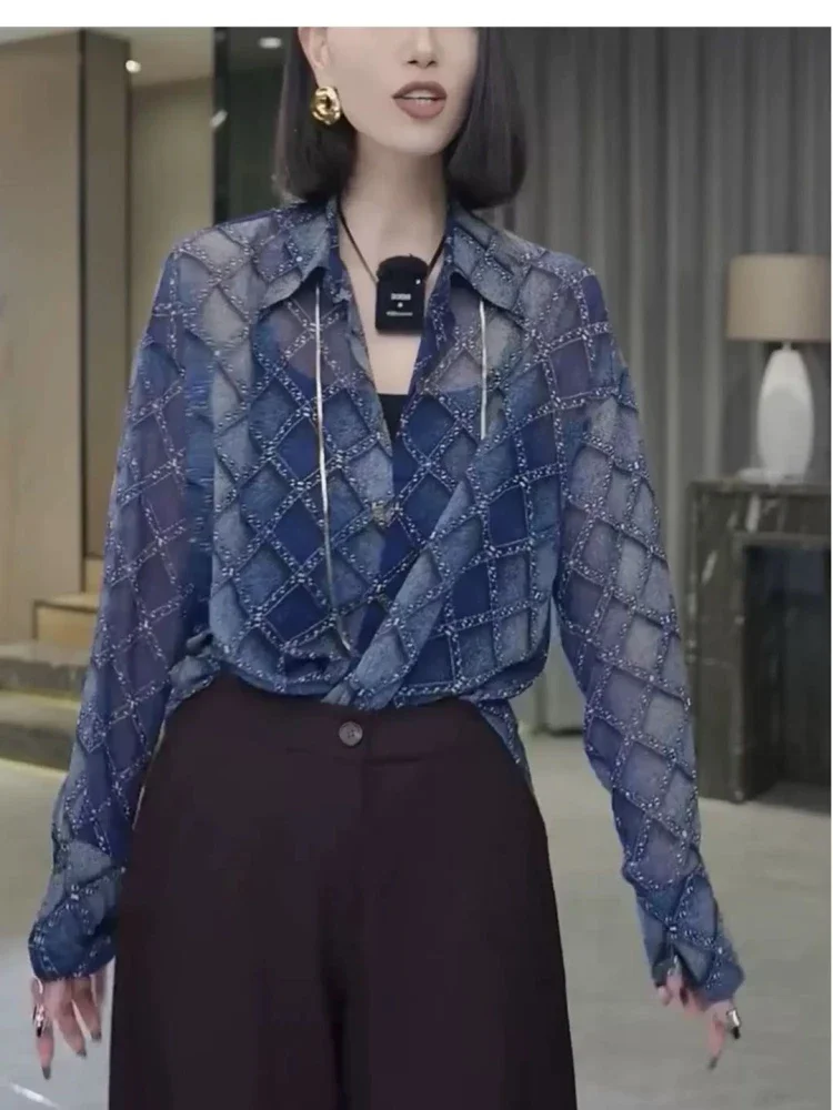 FADFAD Atasan kemeja motif cetak gaya retro baru