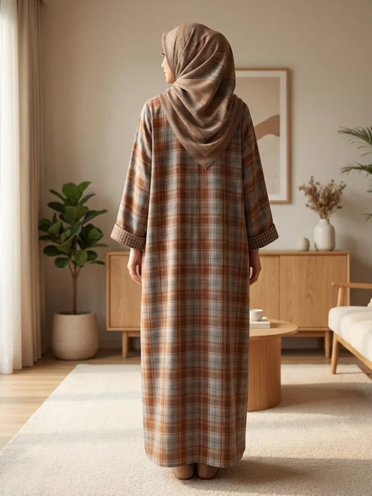 ASAYA Gamis wanita kekinian motif abstrak elegan trendi