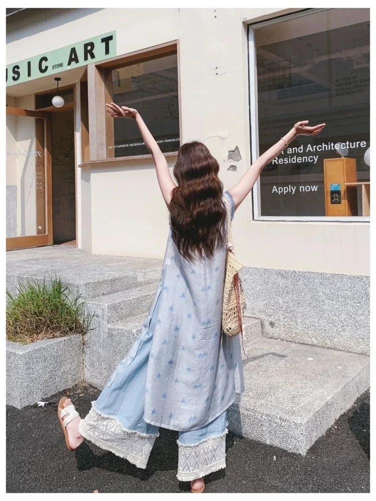 CHICMORE Setelan dua potong pakaian wanita bergaya kasual kekinian korean style