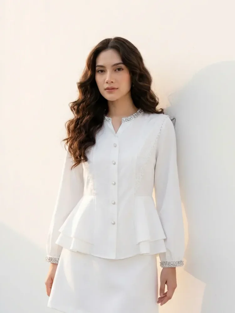 FADFAD Atasan kemeja lengan panjang model baru dan bergaya trendi casual untuk wanita elegant