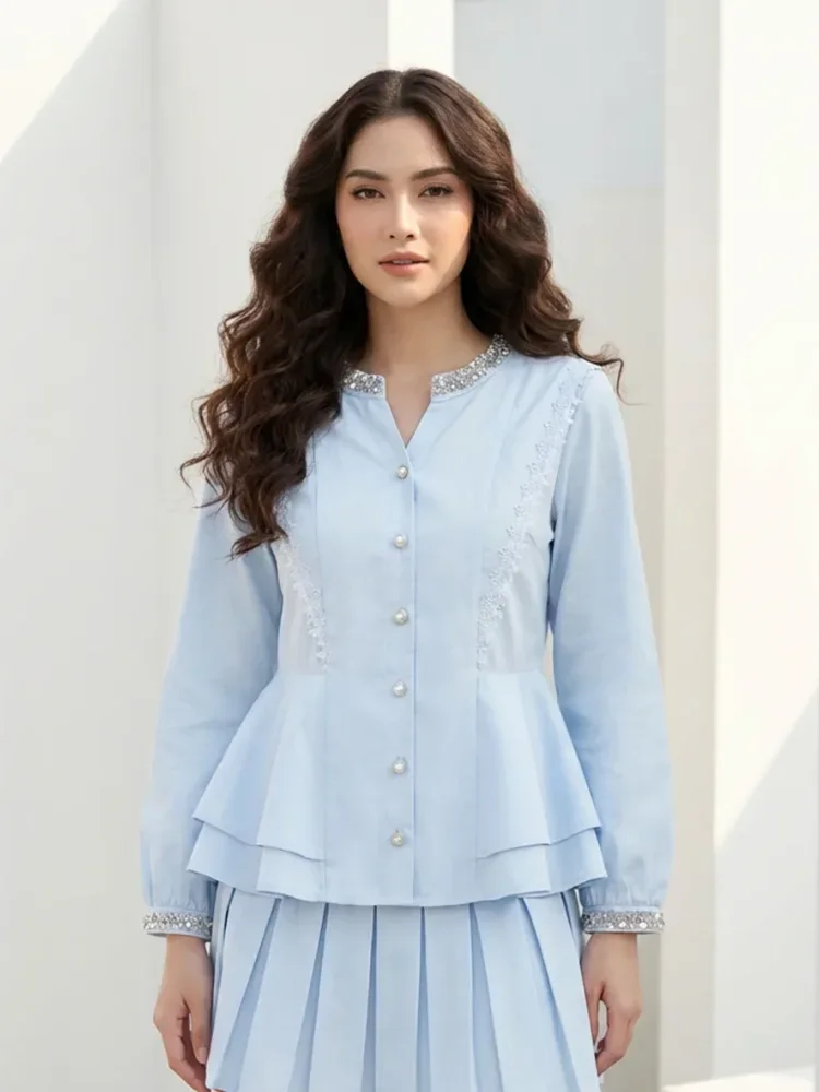 FADFAD Atasan kemeja lengan panjang model baru dan bergaya trendi casual untuk wanita elegant
