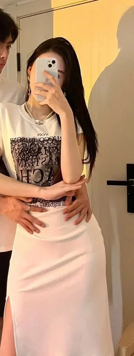 FADFAD Gaun rok panjang lengan pendek ramping modis gaya casual