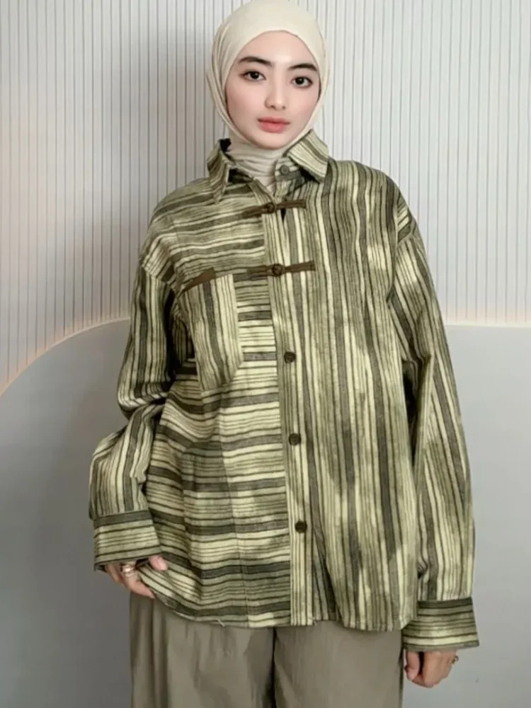 [READY STOCK]ASAYA Atasan kemeja kerah polo kancing sebaris mode cheongsam gaya baru cina