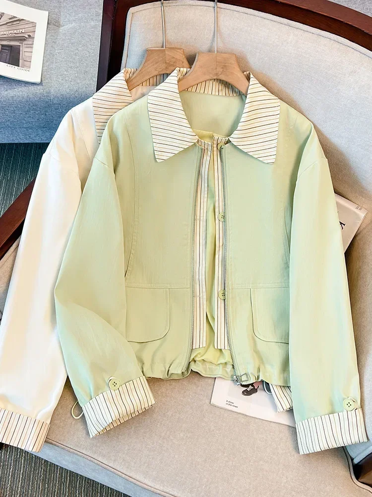 CHICMORE Jaket wanita lengan panjang dengan resleting stylish outer korean look