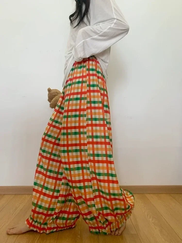 ASAYA Celana panjang longgar motif cetak bergaya bohemian terbaru fashion waniita