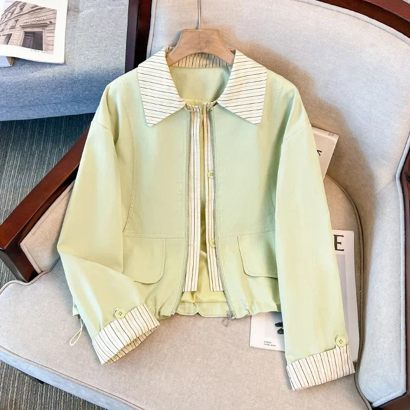 CHICMORE Jaket wanita lengan panjang dengan resleting stylish outer korean look