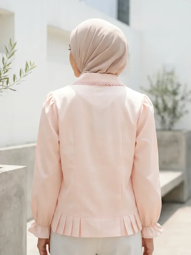 ASAYA Atasan kemeja mode baru lengan panjang gaya populer wanita