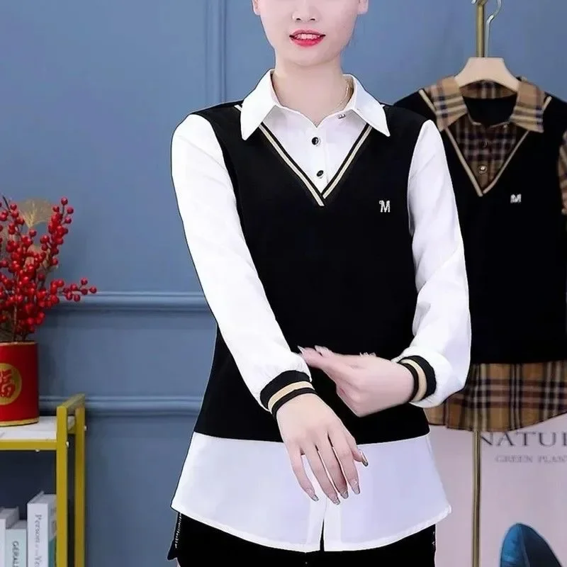FADFAD Atasan kemeja bergaya stylish lengan panjang dan kerah polo
