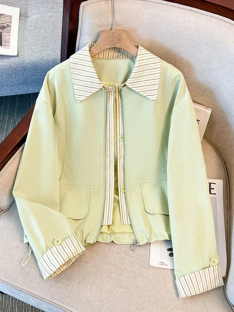 CHICMORE Jaket wanita lengan panjang dengan resleting stylish outer korean look