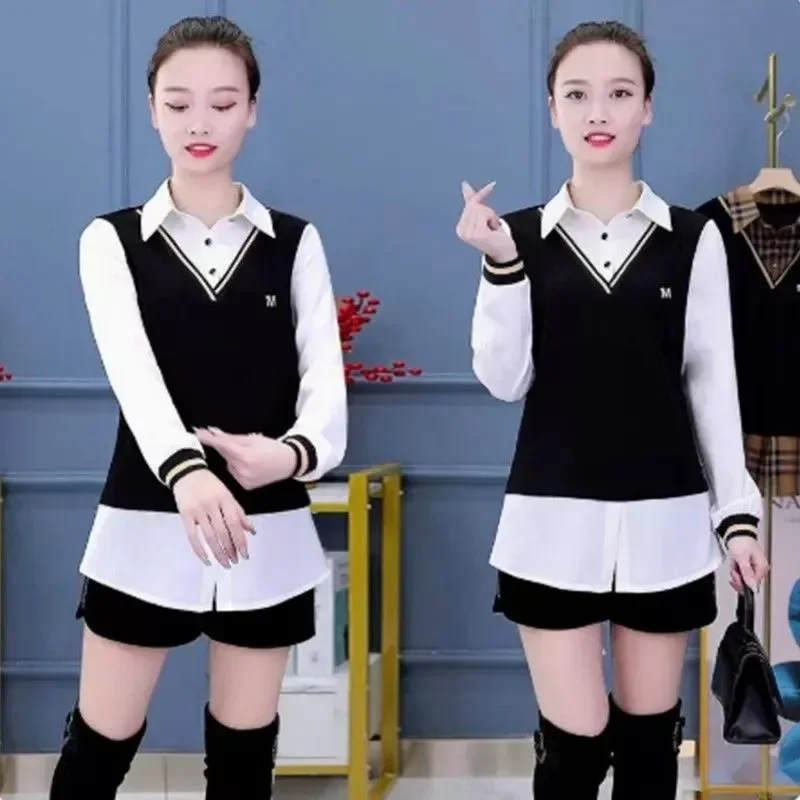FADFAD Atasan kemeja bergaya stylish lengan panjang dan kerah polo