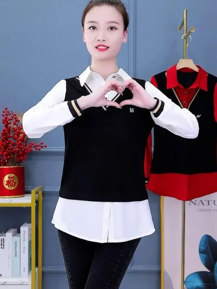 FADFAD Atasan kemeja bergaya stylish lengan panjang dan kerah polo