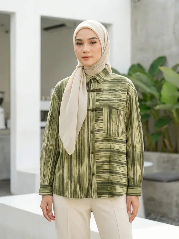 [READY STOCK]ASAYA Atasan kemeja kerah polo kancing sebaris mode cheongsam gaya baru cina