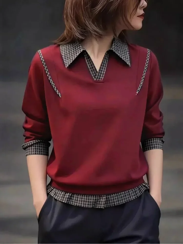 FADFAD Atasan kemeja model kekinian lengan panjang dengan gaya modis untuk wanita