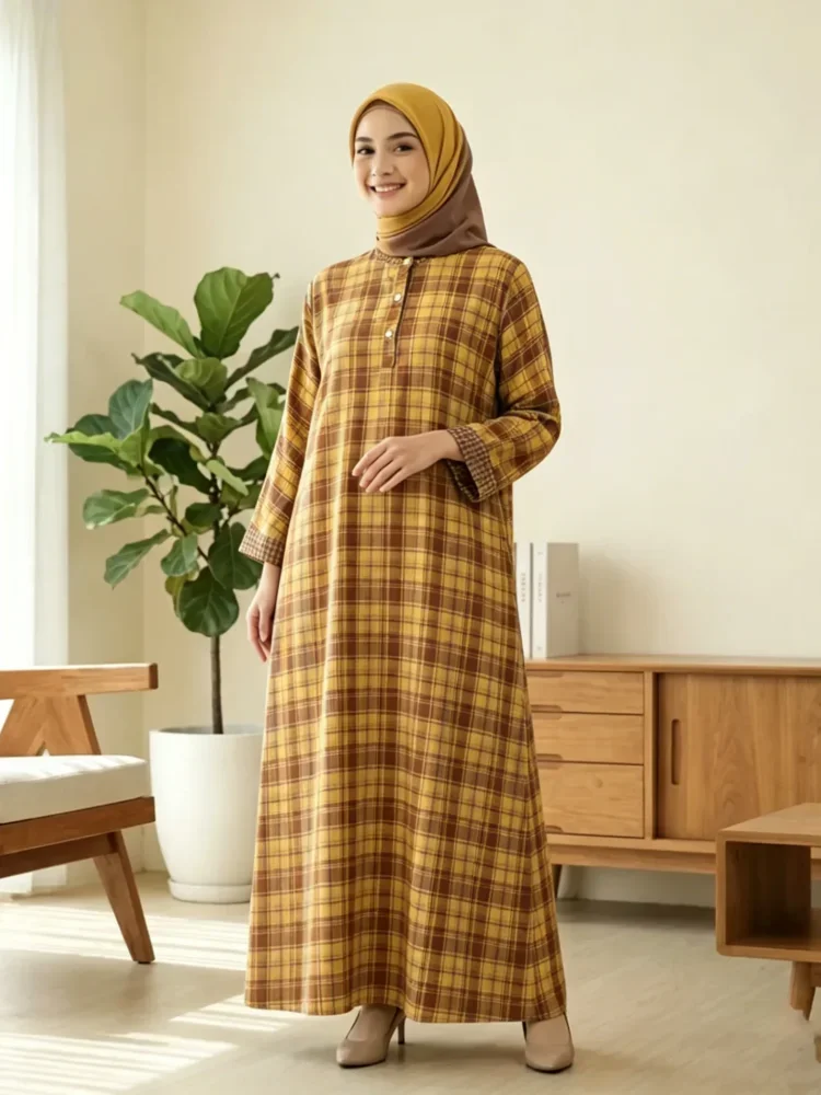 ASAYA Gamis wanita kekinian motif abstrak elegan trendi