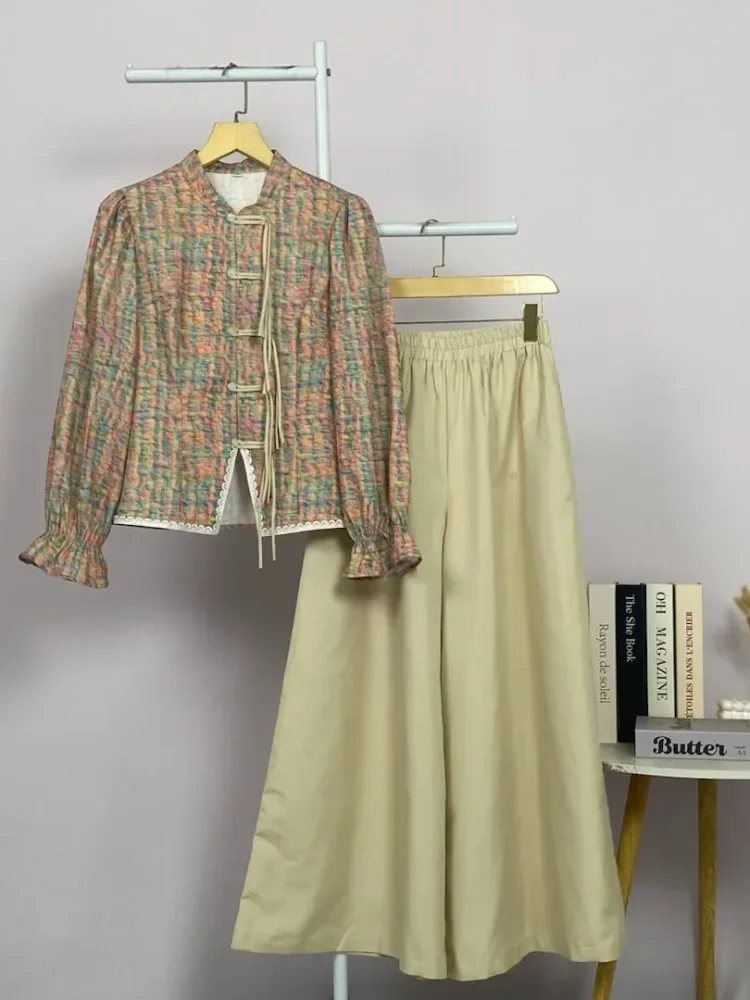 ASAYA Setelan wanita dengan lengan bell dan resleting buatan tangan bergaya minimalis warna solid