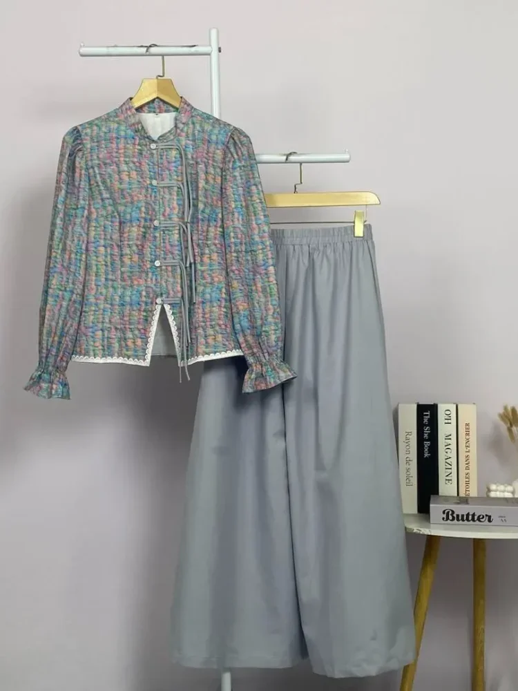 ASAYA Setelan wanita dengan lengan bell dan resleting buatan tangan bergaya minimalis warna solid