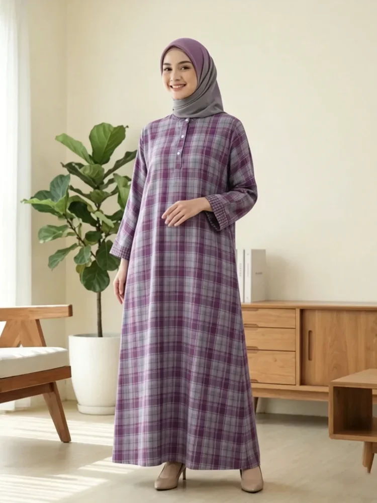 ASAYA Gamis wanita kekinian motif abstrak elegan trendi