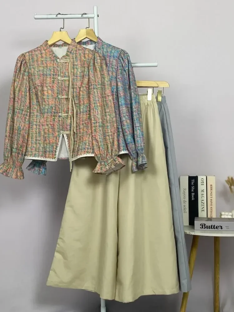 ASAYA Setelan wanita dengan lengan bell dan resleting buatan tangan bergaya minimalis warna solid