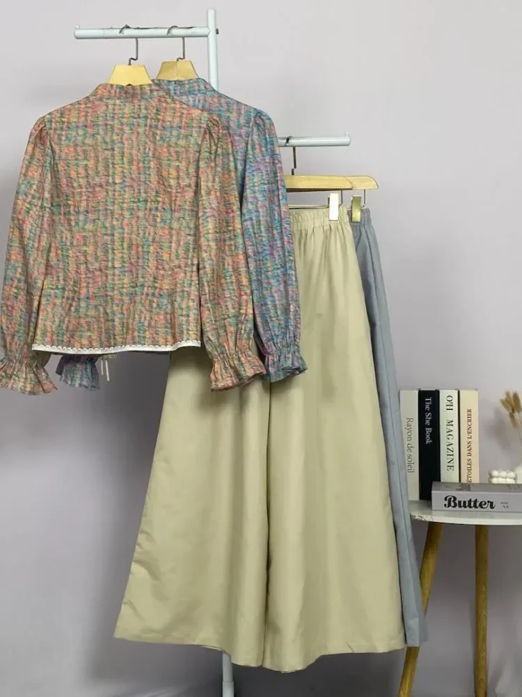 ASAYA Setelan wanita dengan lengan bell dan resleting buatan tangan bergaya minimalis warna solid