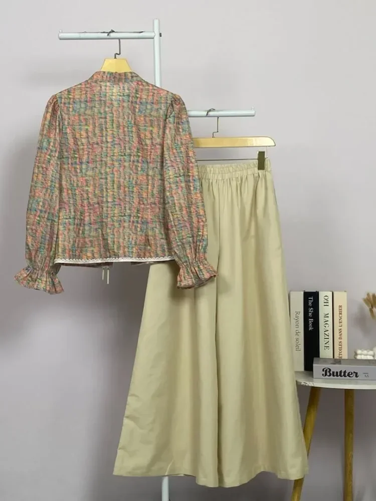 ASAYA Setelan wanita dengan lengan bell dan resleting buatan tangan bergaya minimalis warna solid