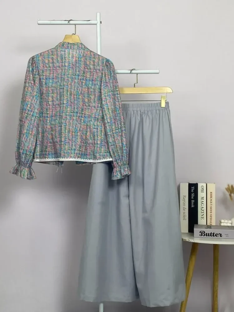 ASAYA Setelan wanita dengan lengan bell dan resleting buatan tangan bergaya minimalis warna solid