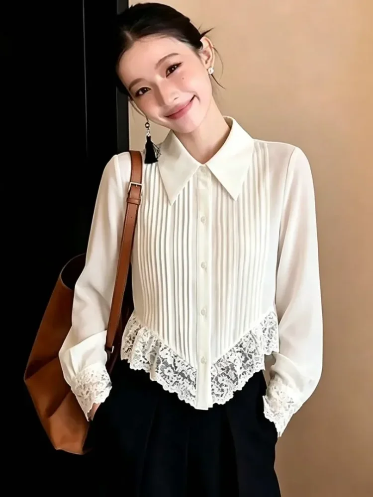FADFAD Kemeja putih yang elegan dan ramping terbaru untuk wanita