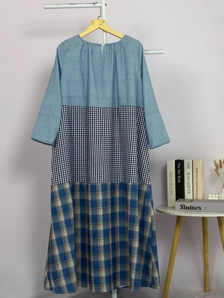 [DISKON KILAT]ASAYA Gaun panjang longgar kasual tipis bermotif dengan desain mode elegan