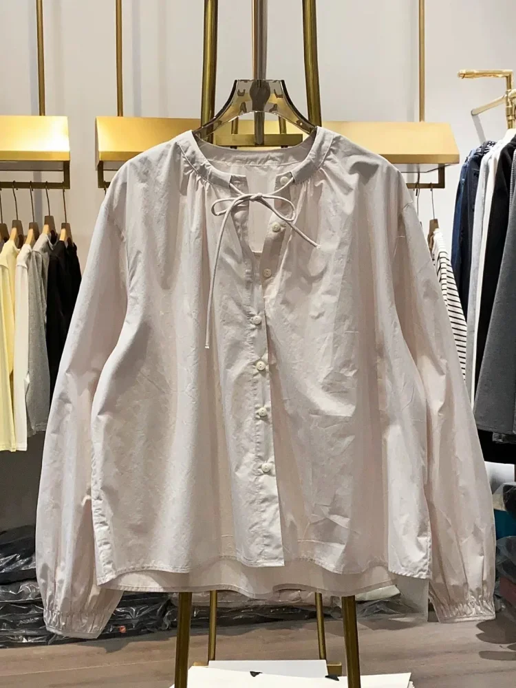 ASAYA Blouse chic style kerah bulat dengan aksen pita feminine
