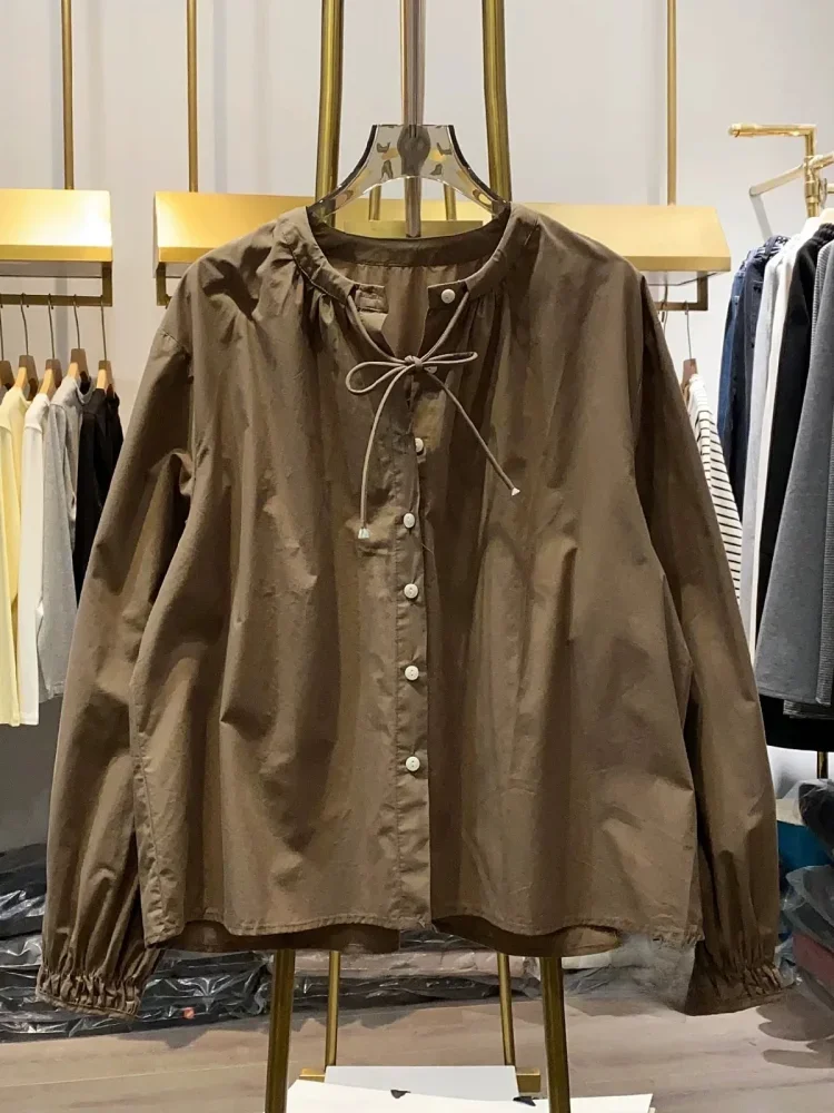 ASAYA Blouse chic style kerah bulat dengan aksen pita feminine