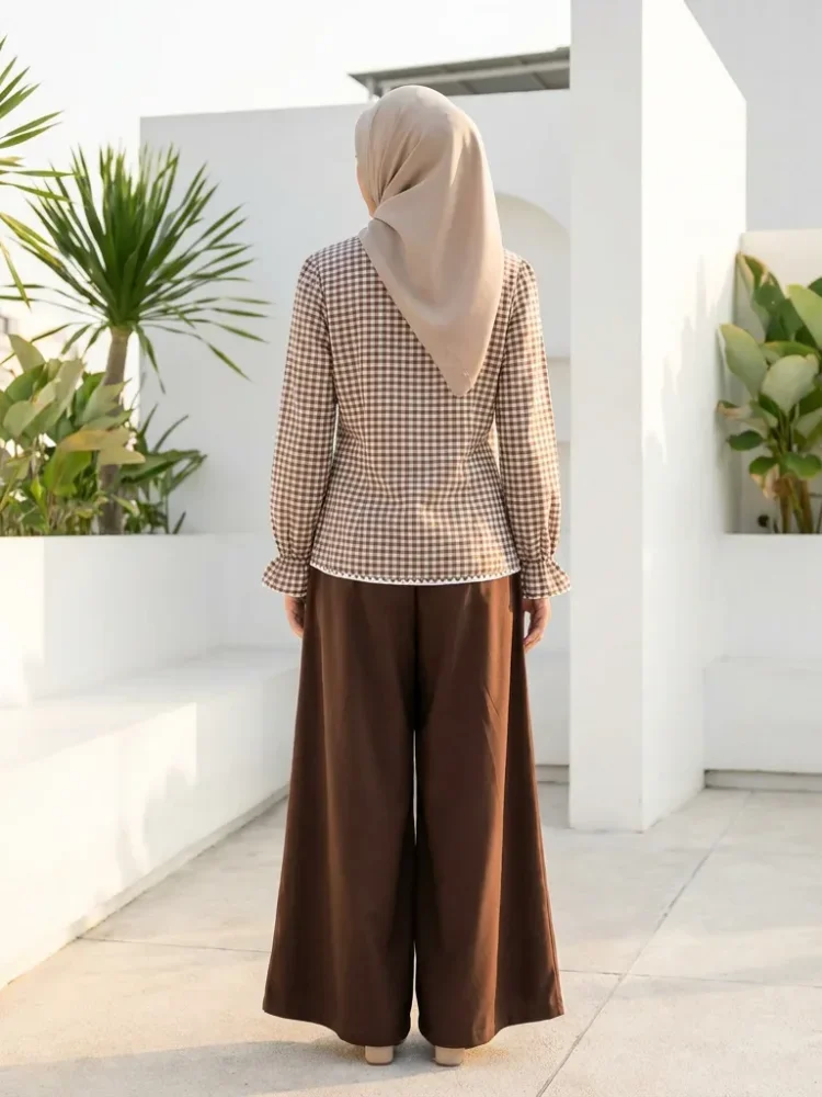 ASAYA Setelan wanita dengan lengan bell dan resleting buatan tangan bergaya minimalis warna solid